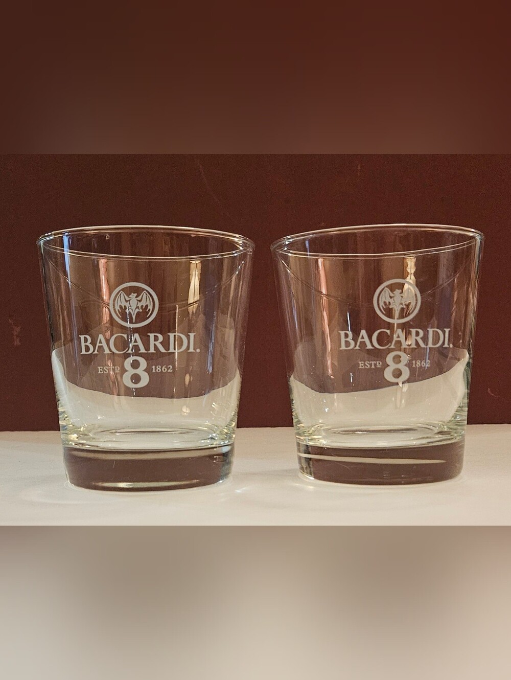 Bacardi Clear Rocks Glasses - Set of 2 (White Logo)